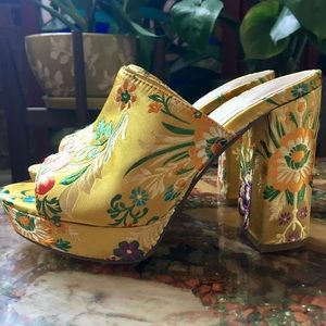 Forever 21 Satin Embroidered Heels